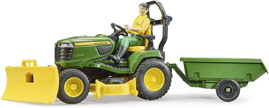 bruder 62104 John Deere Aufsitzrasenmäher 1:16 mit Anhänger und Gärtner