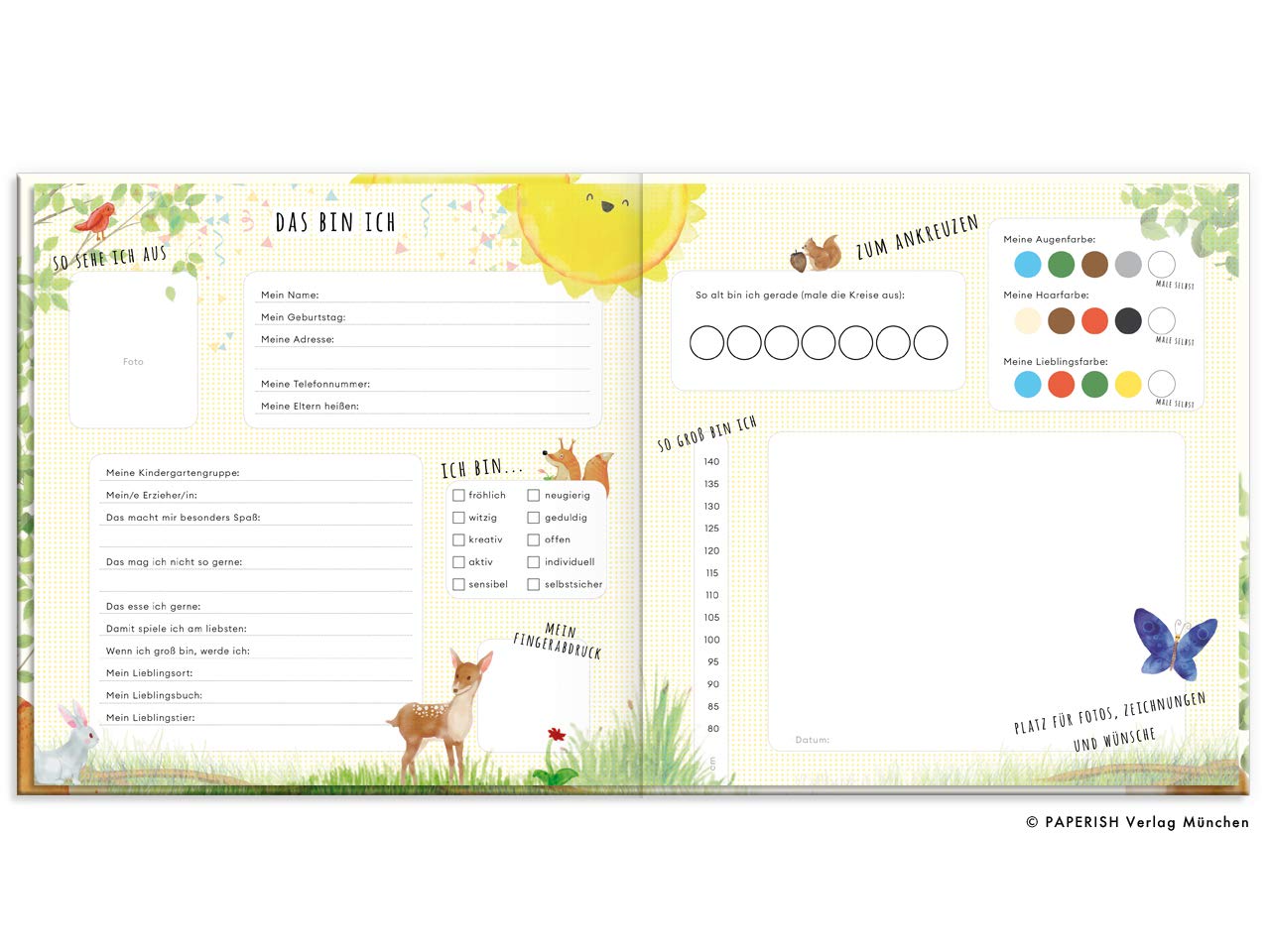 Freundebuch Kindergarten Tiere - Erinnerungsalbum Goldprägung