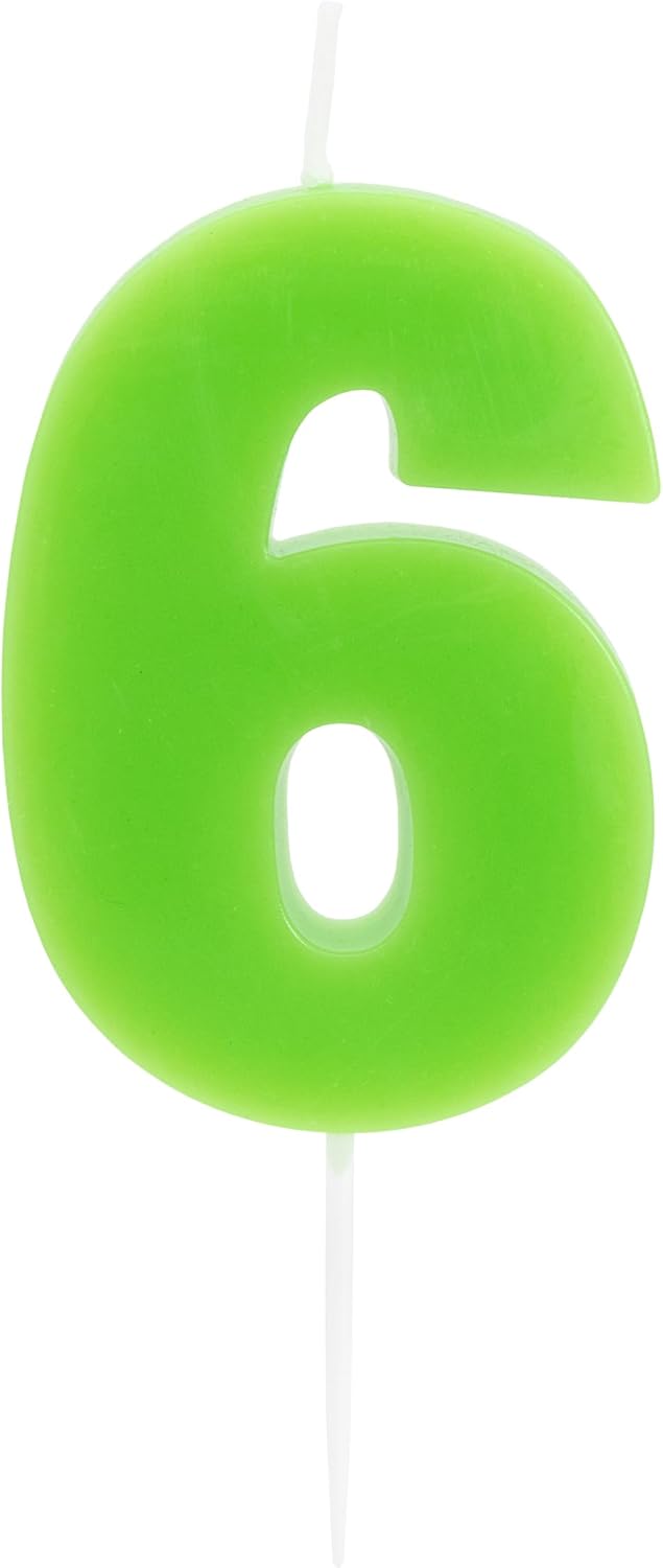 Zahlenkerze 6 in Grün - Idena Geburtstagskerze