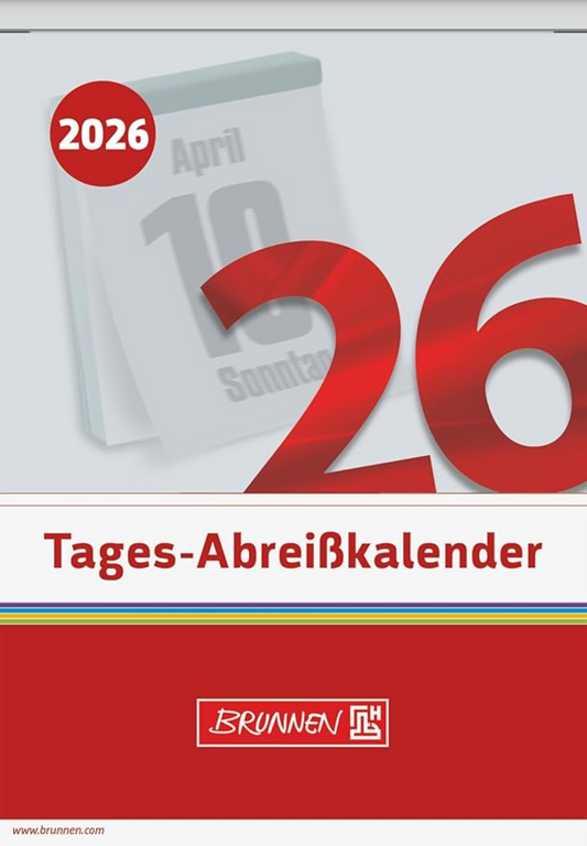 BRUNNEN Tagesabreißkalender 2026 Nr. 13 - Blattgröße 98 × 142 mm