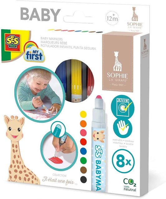 SES Creative Sophie die Giraffe Waschbare Baby Filzstifte 8er Set