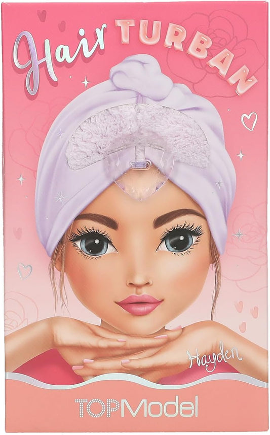 TOPModel Haarturban Beauty and Me - Lila Handtuch mit Herz-Knopf