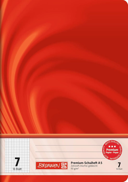 BRUNNEN Schulheft A4 - Das perfekte Erstklässler-Heft in Rot (16 Blatt, liniert)