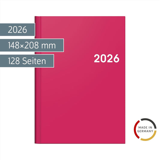 BRUNNEN Tischkalender 2026 - Magenta Pink A5 Format