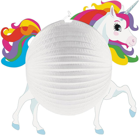 Papier Lampion Einhorn weiß Ø25cm