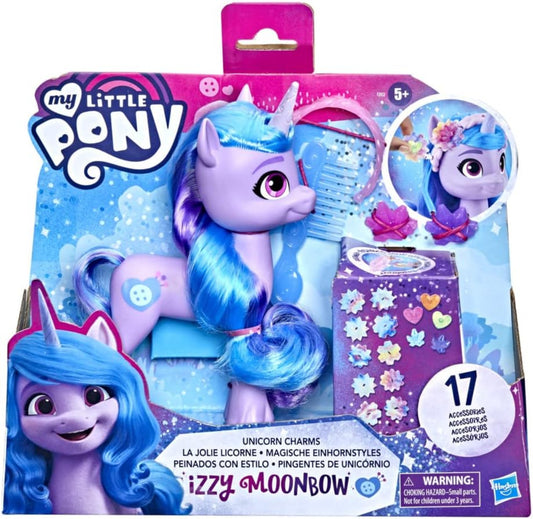 My Little Pony: A New Generation Magische Einhornstyles Izzy Moonbow, Exklusivspielzeug – Ponyfigur, 17 Haaraccessoires