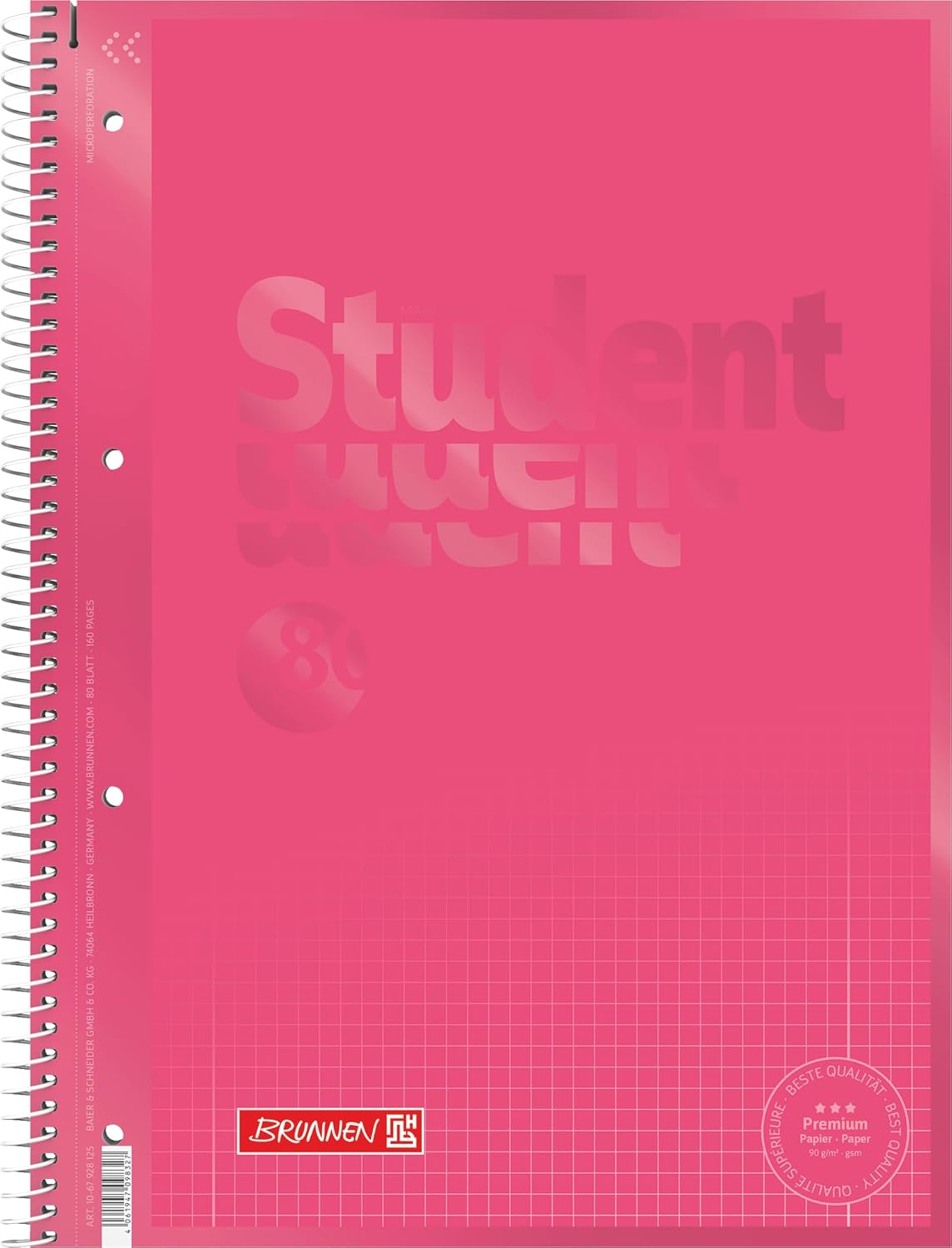 BRUNNEN Premium Collegeblock A4 - Tulip Magenta mit Matt-Glanz-Effekt