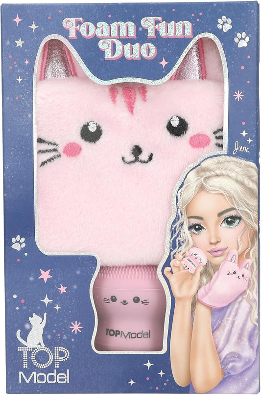 TOPModel Waschhandschuh & Gesichtsschwamm Set Beauty and Me - Rosa mit Katzen Design