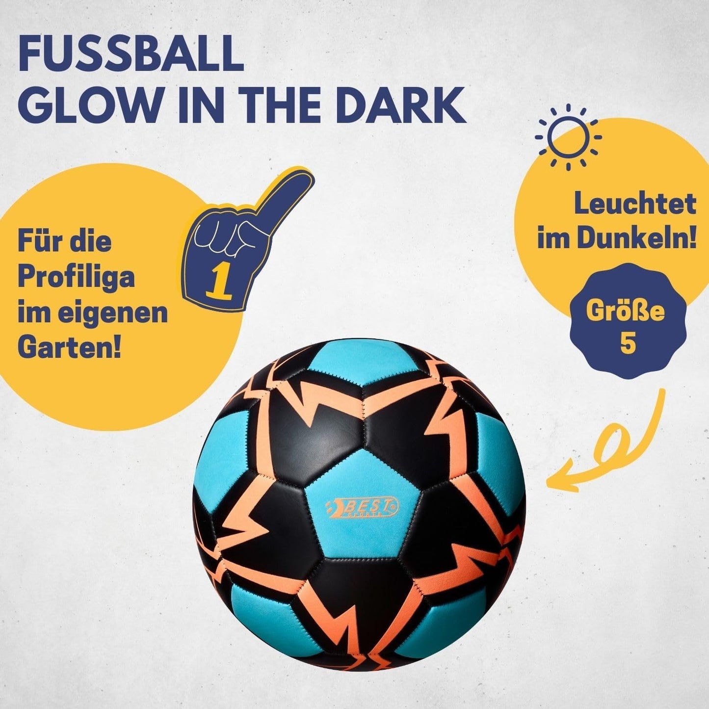 Fußball Flash Glow in the Dark Gr. 5 blau/orange