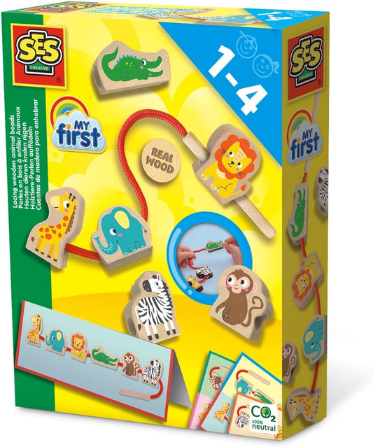 SES Holztiere-Perlen Set - Kreative Bastelperlen für Kinder