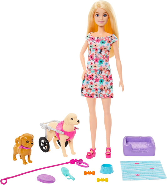 Mattel Barbie Hundeduo mit Rollstuhl - Barbie-Puppe und Zubehör HTK37