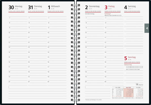 Kalender 2026 - Wochenplaner mit Wire-O-Bindung