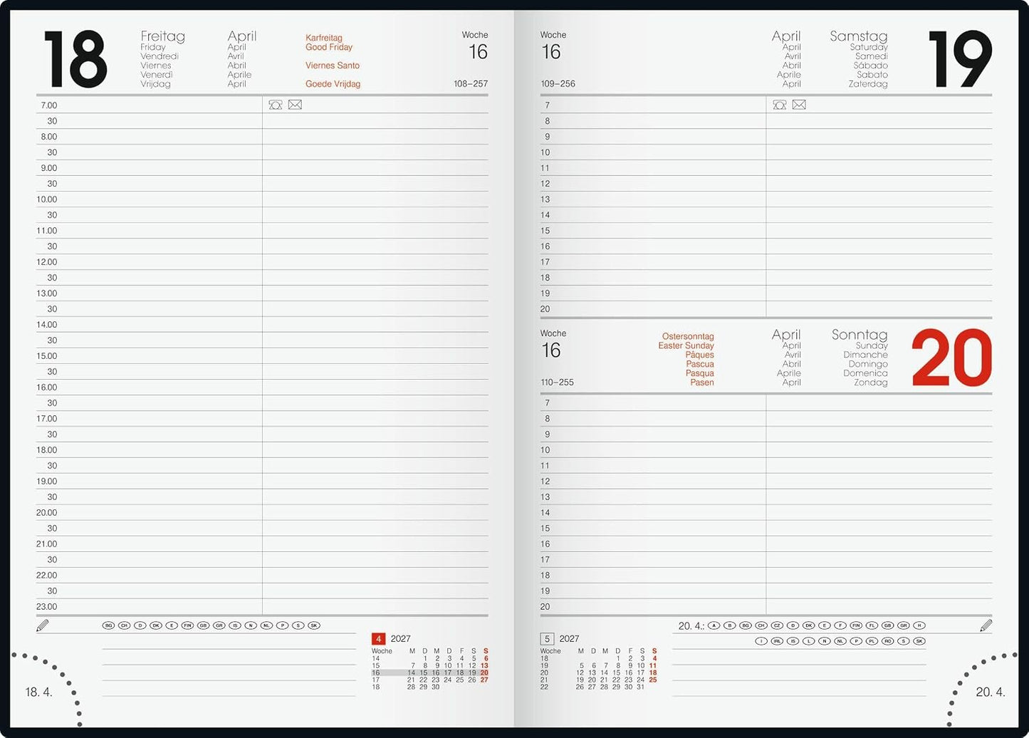BRUNNEN Buchkalender 2027 A5 „Leaves“ – 1 Tag/Seite