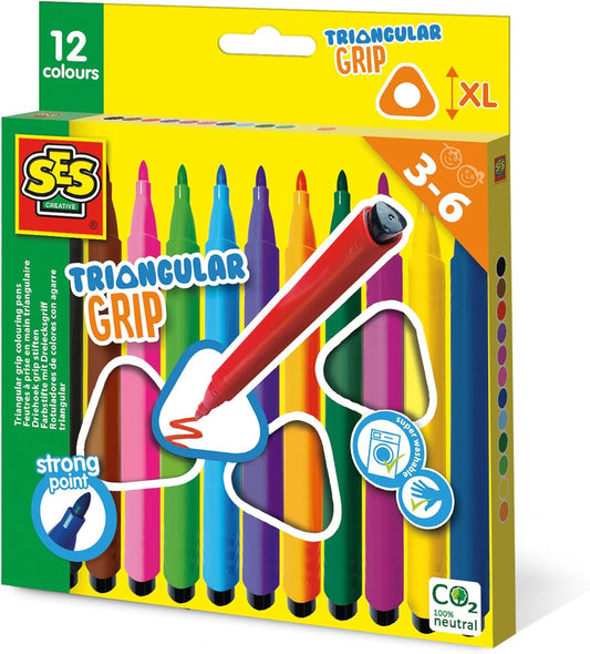 SES Creative Triangular Malstifte - Ergonomische Dreikant-Buntstifte für Kinder