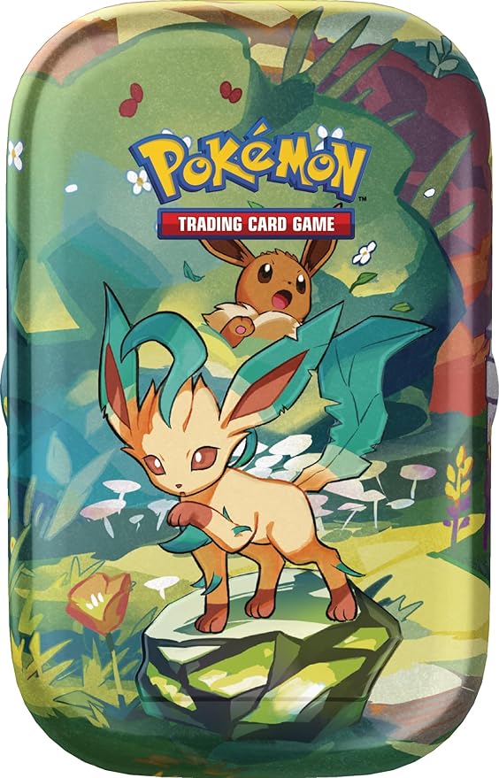 Pokémon-Sammelkartenspiel: Mini-Tin-Box Karmesin & Purpur – Prismatische Entwicklungen: Folipurba (2 Boosterpacks & 1 Münze)