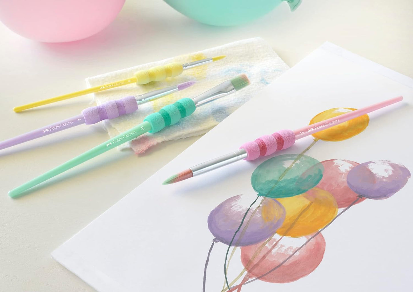 Faber-Castell Aquarellpinsel Pastell Soft-Touch 4er-Set Gr. 4 8 10 12