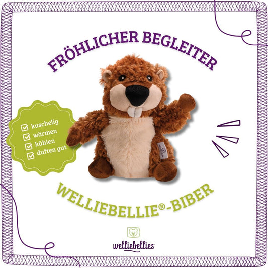 welliebellies® Wärmetier Biber groß - Kuscheltier mit Wärmekissen