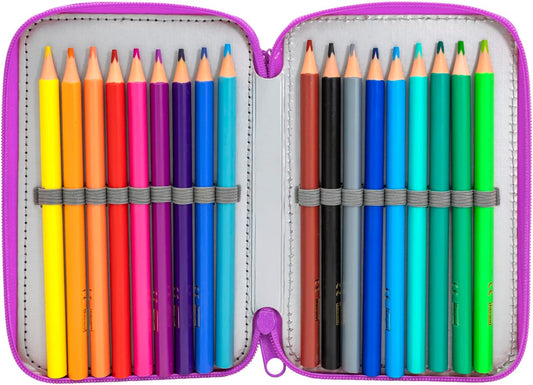 Idena Federmappe Triple Einhorn Lila - Komplettset für Schule und Freizeit