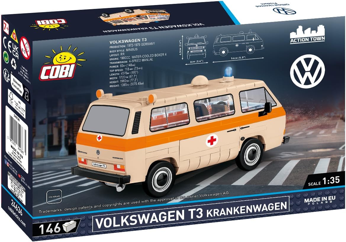 COBI VW T3 Krankenwagen Bauset 141 Teile Maßstab 1:35