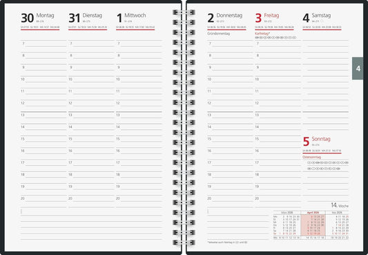 Kalender 2026 - Wochenplaner mit Wire-O-Bindung (148×208mm)