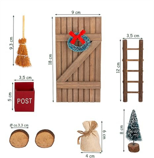 Cepewa Secret Santa Wichteltür Set - 5-teilig mit Weihnachtsbaum & Briefkasten