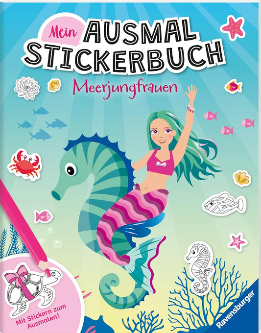 Ravensburger Meerjungfrauen Sticker- und Malbuch - Über 300 ausmalbare Sticker