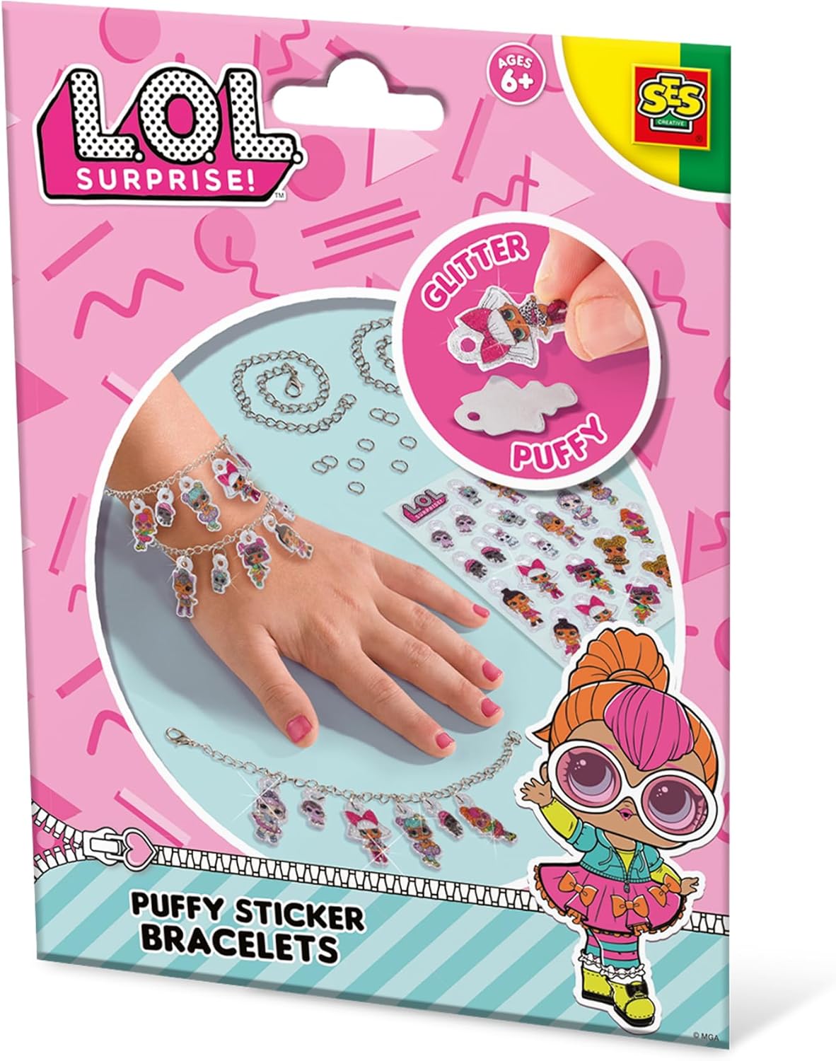 SES Creative L.O.L. Surprise - Puffy Aufkleber Armbänder Bastelset