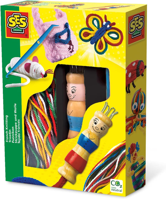 SES Strickpuppe mit Wolle - Kreatives Strickset für Kinder