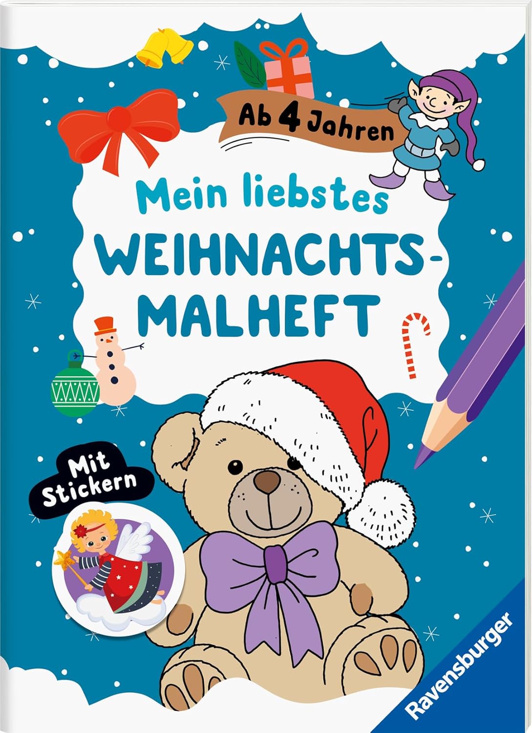 Weihnachtsmalheft ab 4 Jahren - 24 Motive + Sticker