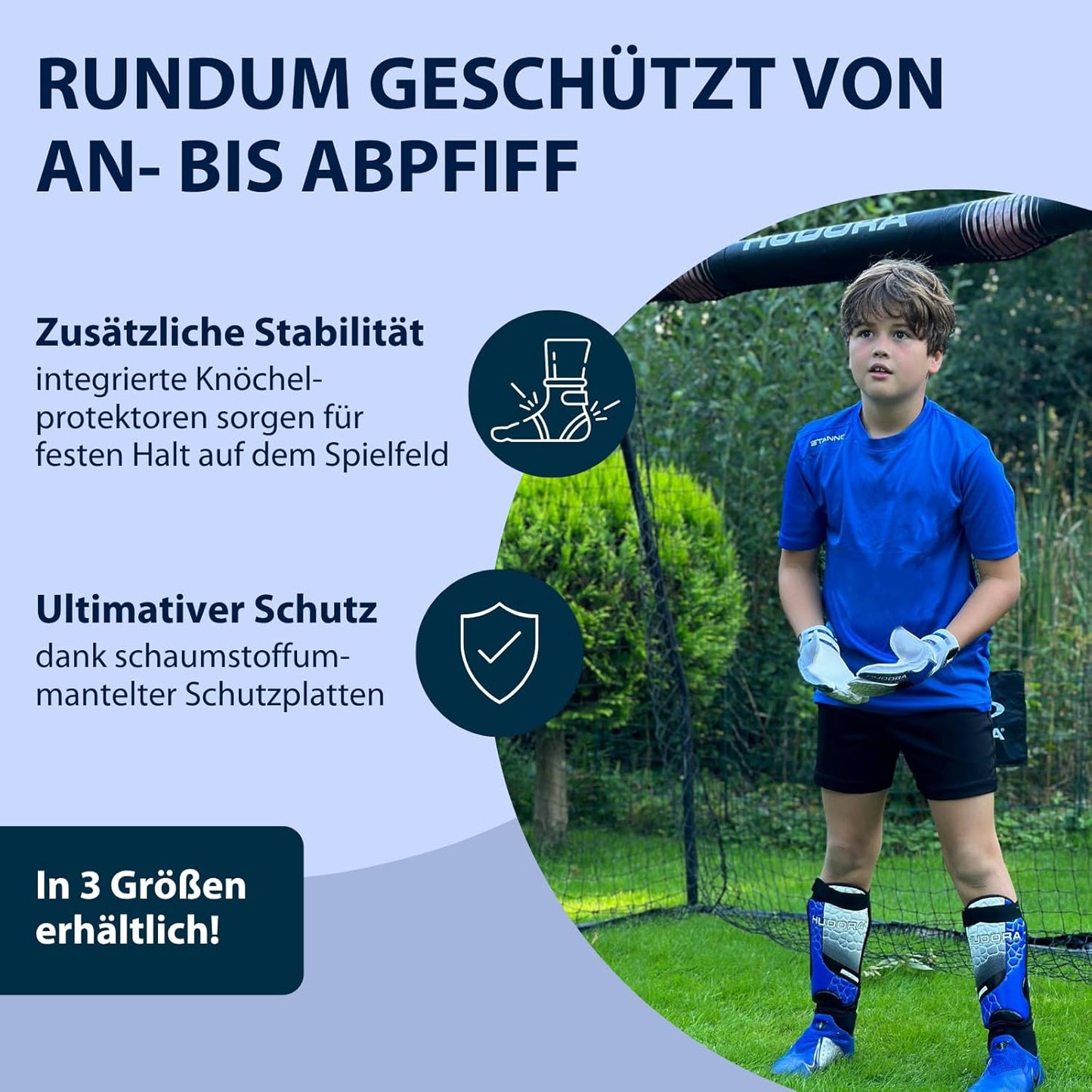 HUDORA Schienbeinschützer Knöchelschutz blau/schwarz Gr. M