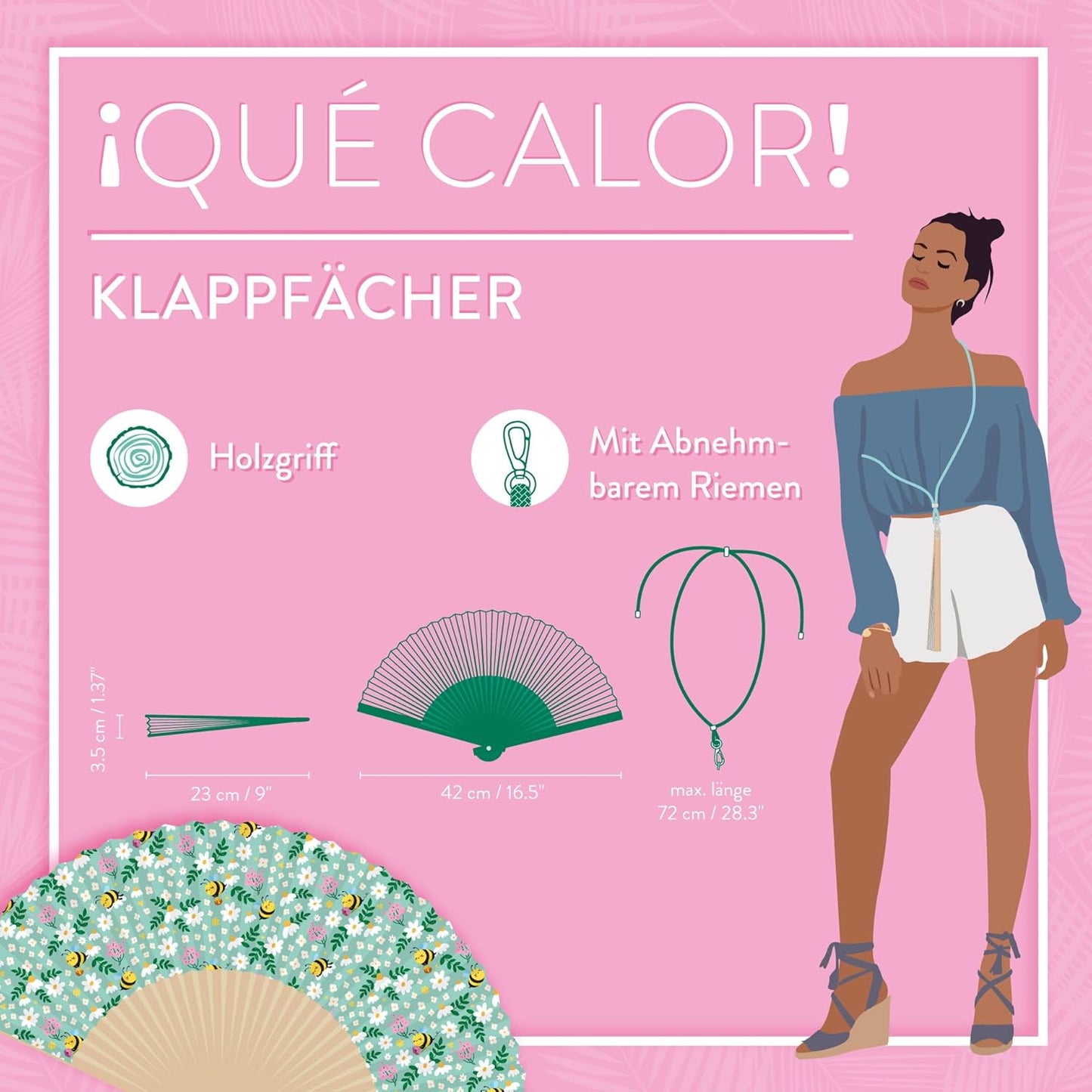 LEGAMI Klappfächer ¡Que Calor! Bee – Sommer-Accessoire