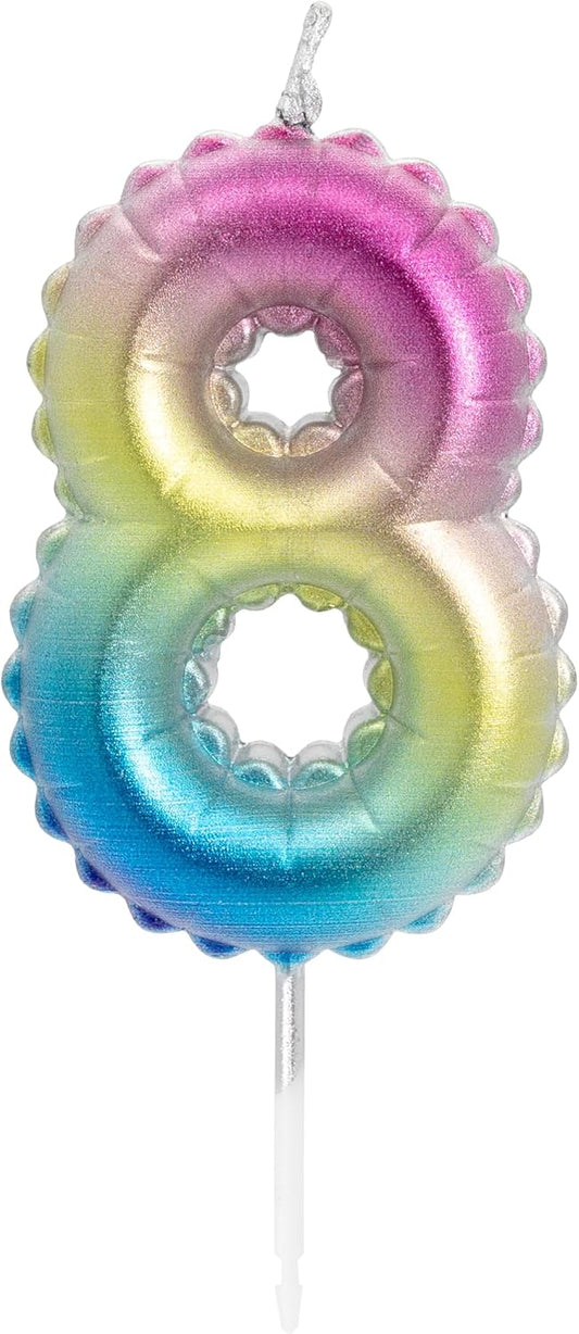 Idena Zahlenkerze 8 Regenbogen metallic