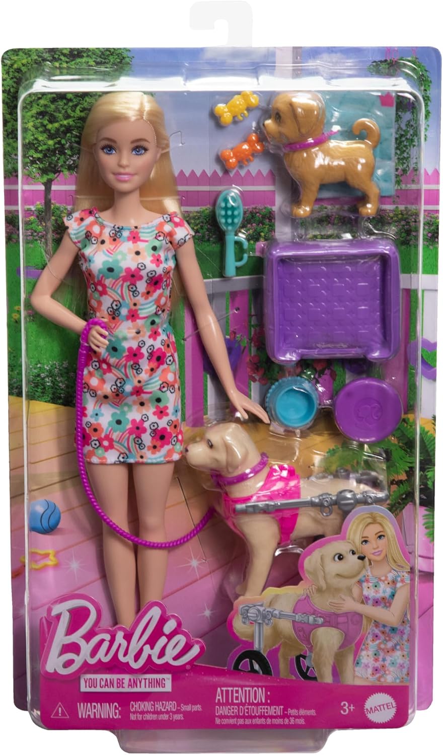 Mattel Barbie Hundeduo mit Rollstuhl - Barbie-Puppe und Zubehör HTK37