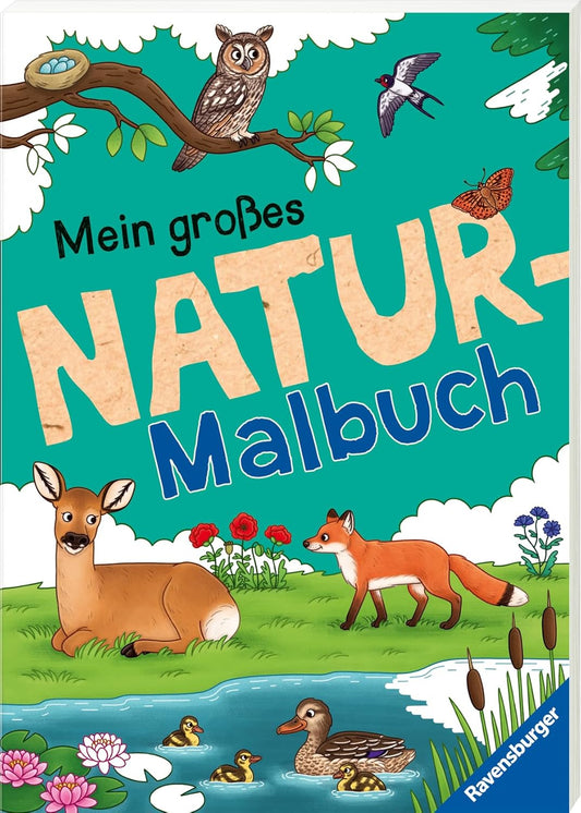 Mein großes Natur-Malbuch - Waldtiere, Meerestiere, Pflanzen und Vögel