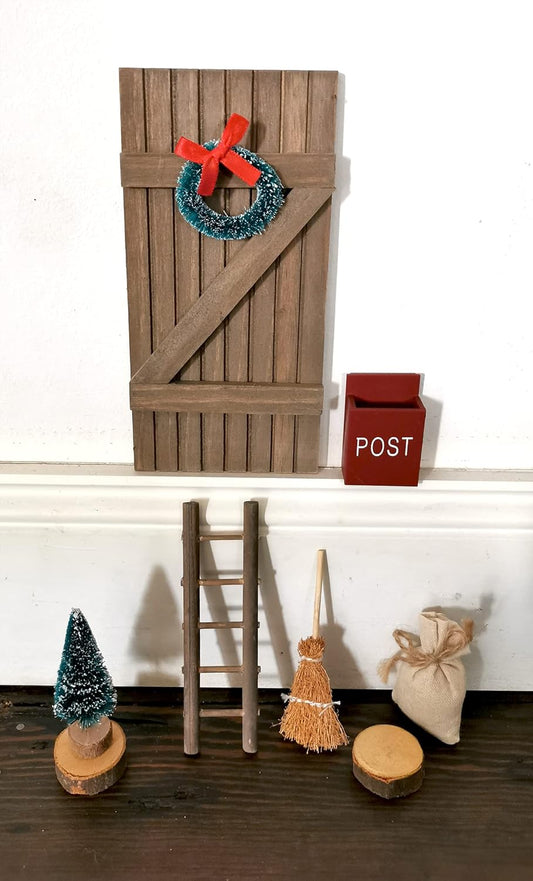 Cepewa Secret Santa Wichteltür Set - 5-teilig mit Weihnachtsbaum & Briefkasten