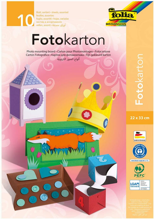 1x folia Fotokarton 300g/m² mehrfarbig 22x33cm - 10 Blatt