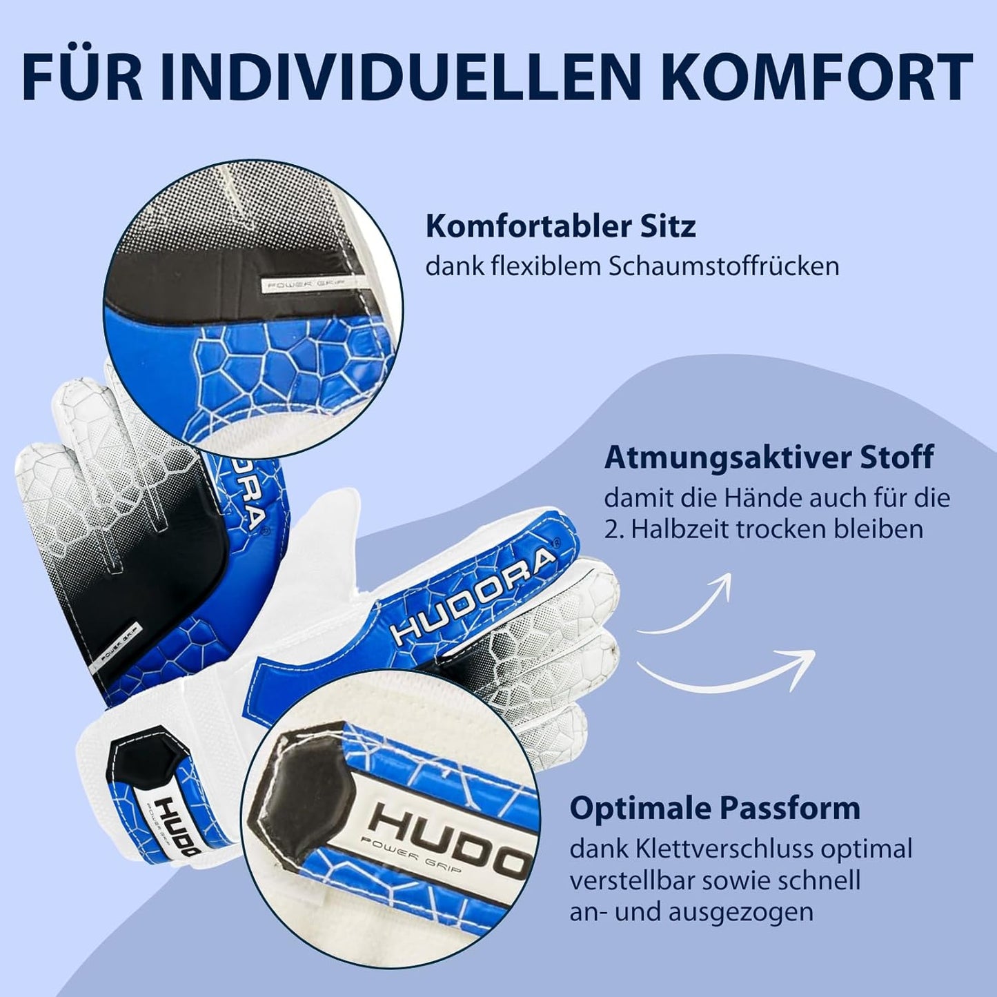 HUDORA Torwarthandschuhe Kinder Größe M blau