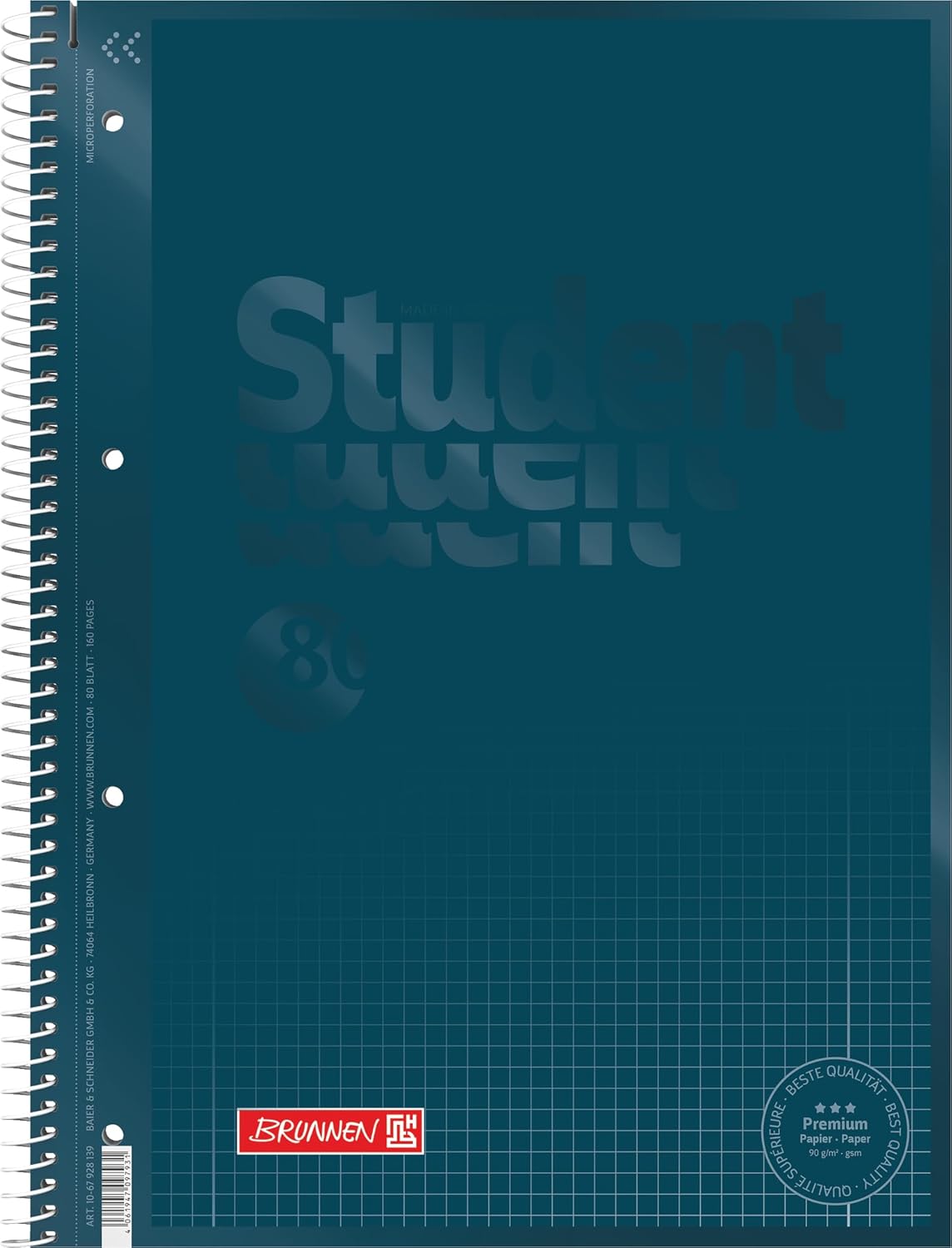 BRUNNEN Premium Collegeblock A4 - Denim Design mit Matt-Glanz-Effekt