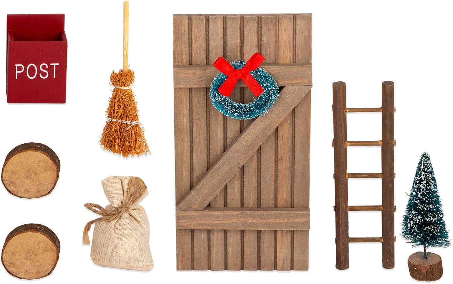 Cepewa Secret Santa Wichteltür Set - 5-teilig mit Weihnachtsbaum & Briefkasten