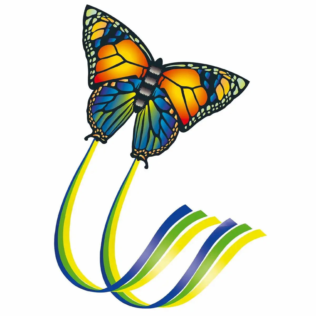 Idena Butterfly Einleinerdrachen 63x95cm - Bunter Polyester Drachen für Kinder & Erwachsene