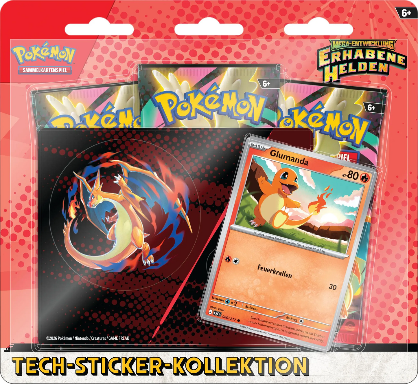 Pokémon Mega-Entwicklung Erhabene Helden Tech-Sticker Glumanda
