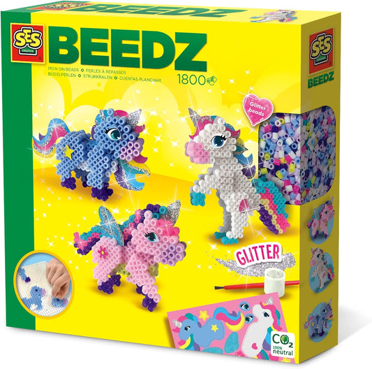 SES Creative Bügelperlen Einhörner Set - Kreatives Bastelset für Kinder ab 5 Jahren