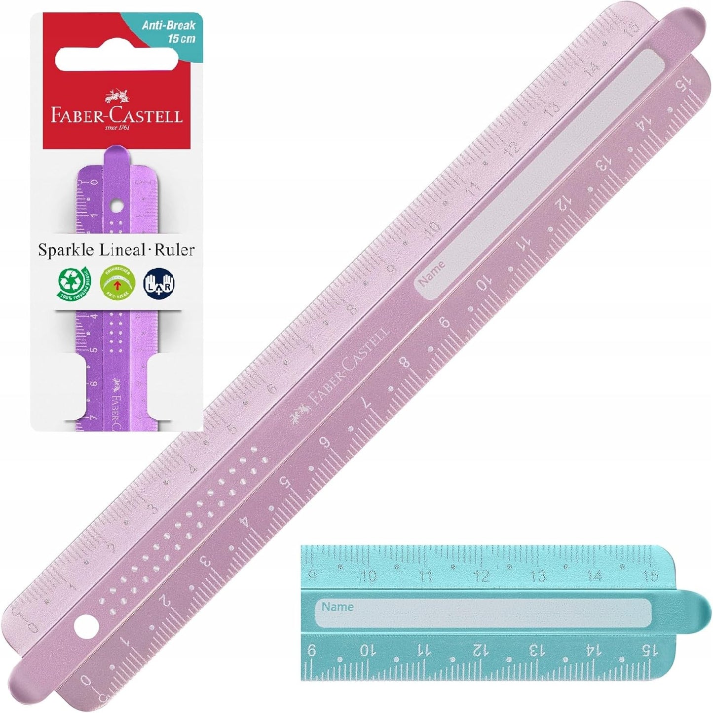 Faber-Castell Sparkle Lineal 15 cm bruchfest – 1 von 3 Farben zufällig