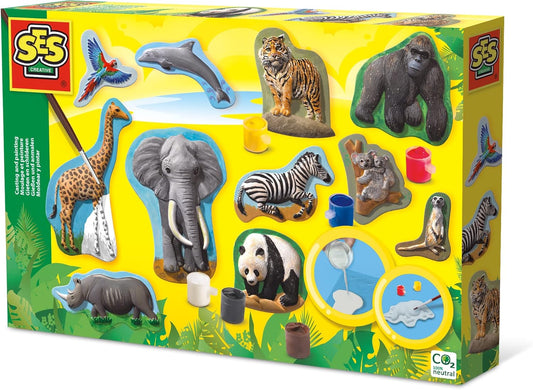 SES Creative Gips-Gießset Safaritiere - Kreatives Bastelset zum Gießen und Anmalen