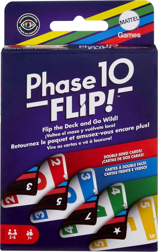 MATTEL Phase 10 Flip Kartenspiel - Strategisches Familienspiel