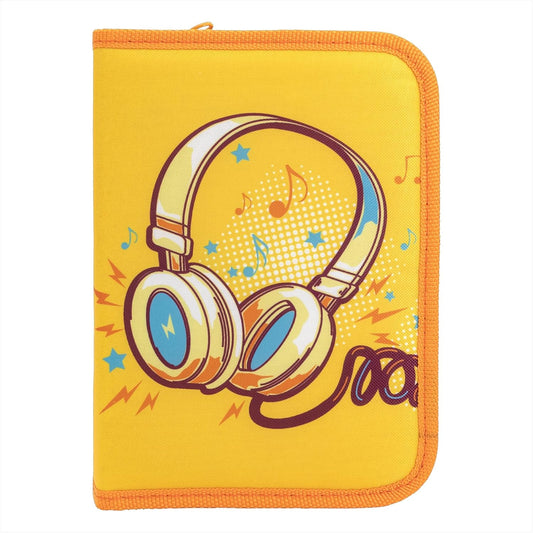Idena Federmappe Sound Kopfhörer-Design Gelb-Orange - Komplett-Set 28 Teile