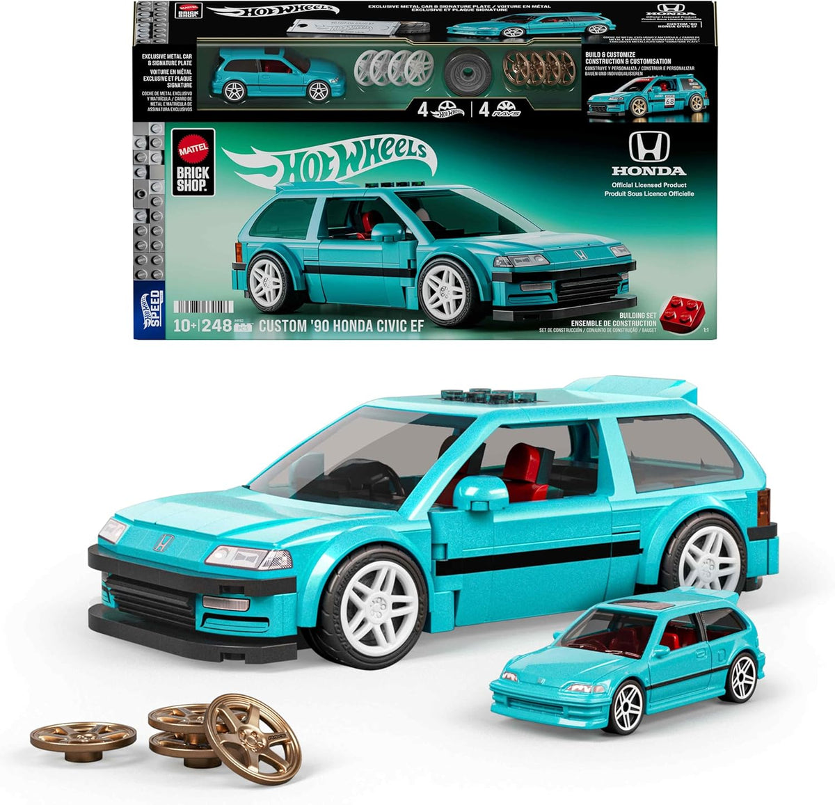 Mattel Hot Wheels Brick Shop Honda Civic Bauset - 248 Teile