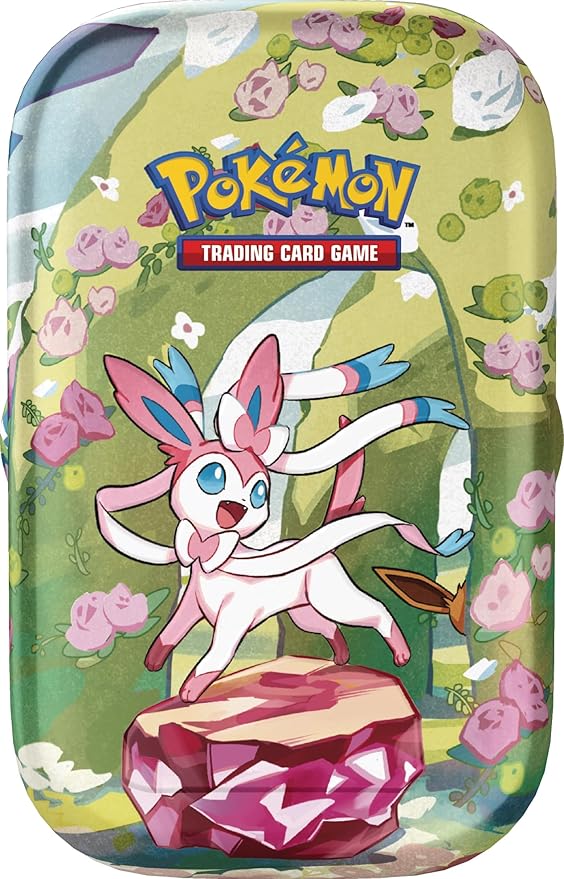 Pokémon-Sammelkartenspiel: Mini-Tin-Box Karmesin & Purpur – Prismatische Entwicklungen: Feelinara (2 Boosterpacks & 1 Münze)