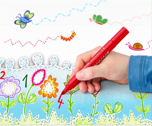 STAEDTLER Noris jumbo 10 Fasermaler + Bleistift + Radierer