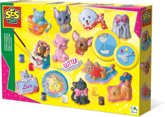 SES Creative Gießen und Anmalen Set - Hunde und Katzen Bastelset